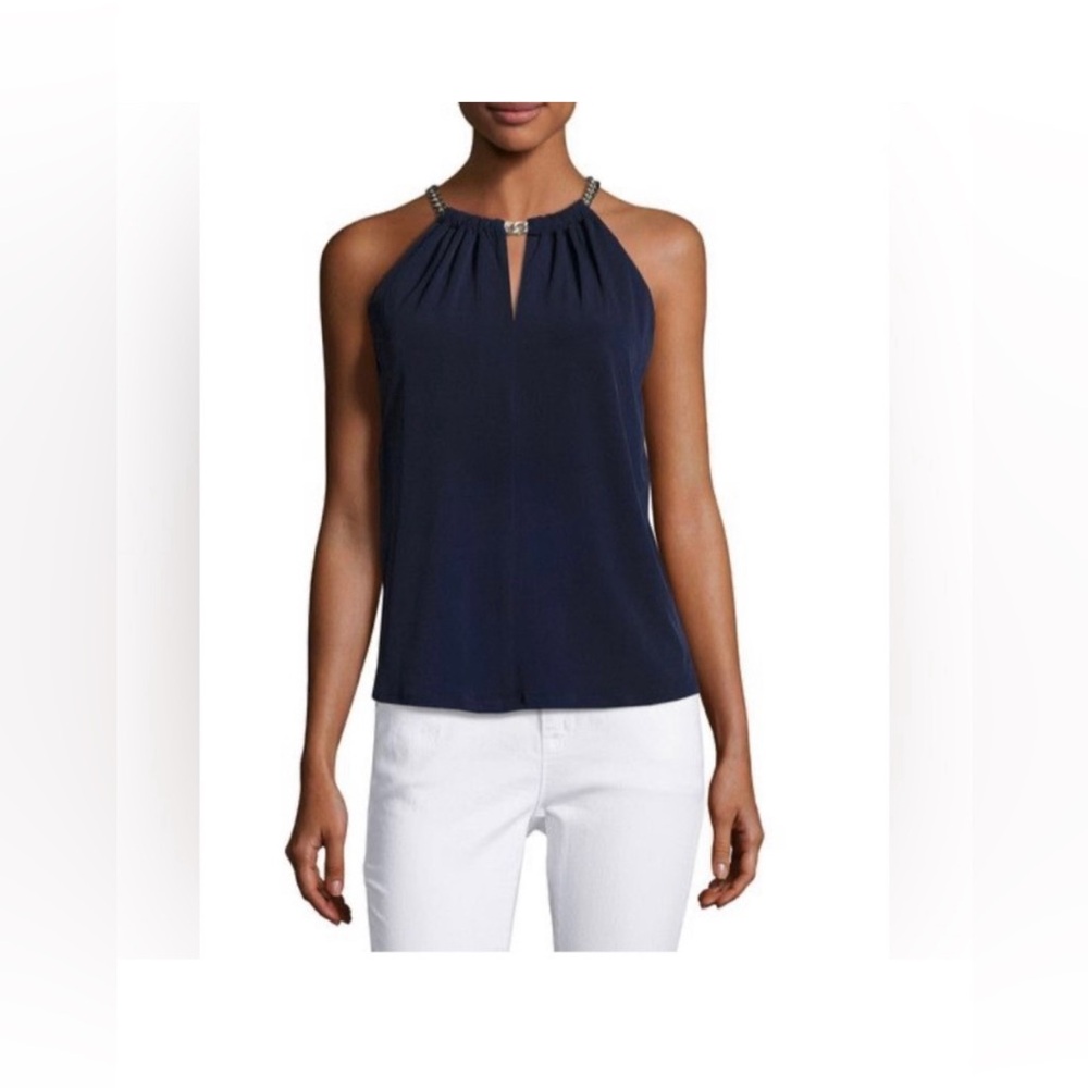 Michael Kors 3X purple Halter Top with Gold chain